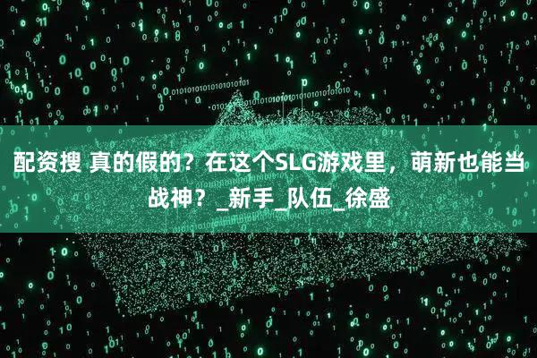 配资搜 真的假的？在这个SLG游戏里，萌新也能当战神？_新手_队伍_徐盛